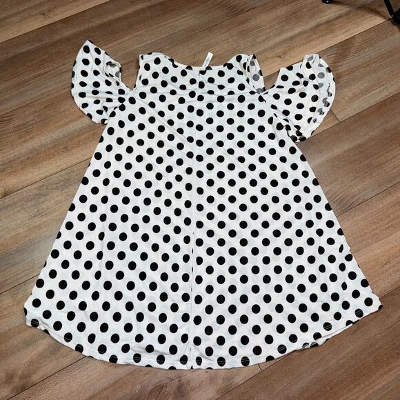 Polka Dot Cold Shoulder Women's Top Size Large Acting Pro - Picture 3 of 9